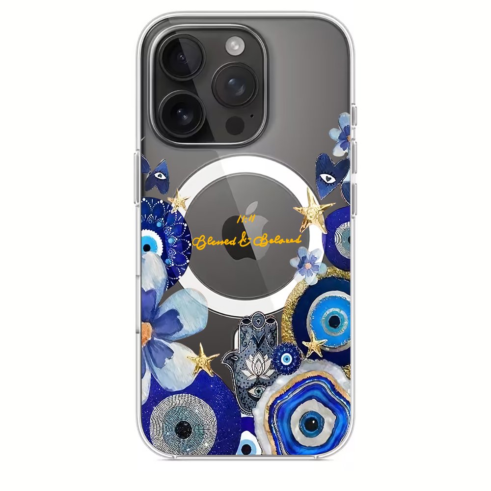 Blue Evil Eye & Floral Phone C - Magnetic Phone Case 评论和价格