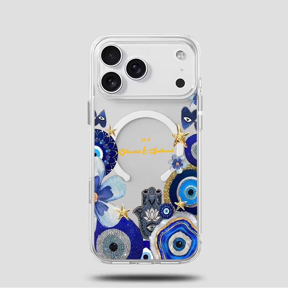 Blue Evil Eye & Floral Phone C - Magnetic Phone Case 评论和价格