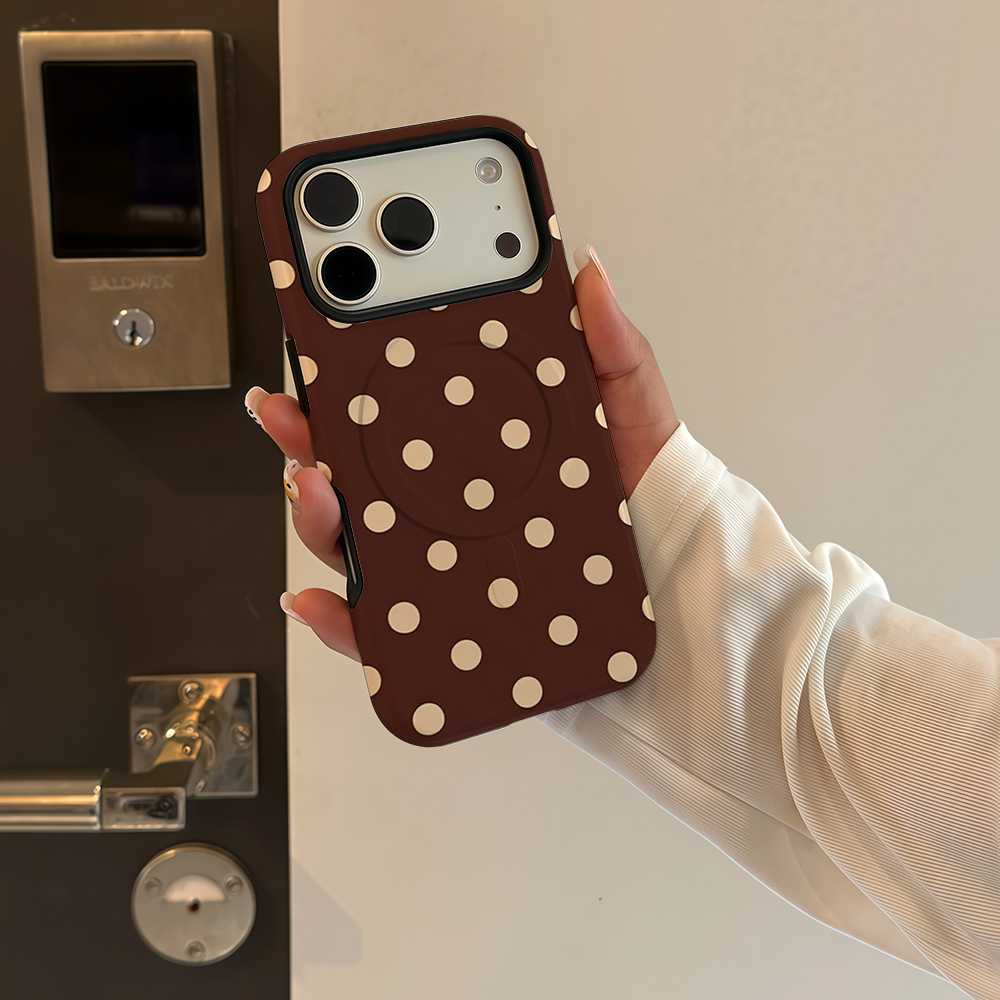 Brown Beige Polka Dot Phone Ca - Magnetic Phone Case 评论和价格