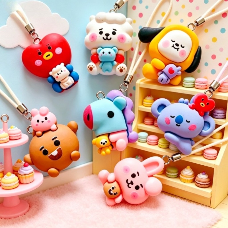 7pcs BT21 Resin Cartoon Charm  - Phone Accessories Diy 评论和价格