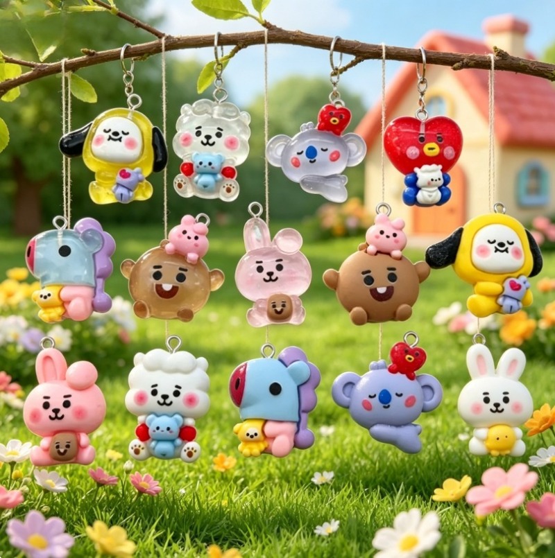 7pcs BT21 Resin Cartoon Charm  - Phone Accessories Diy 评论和价格