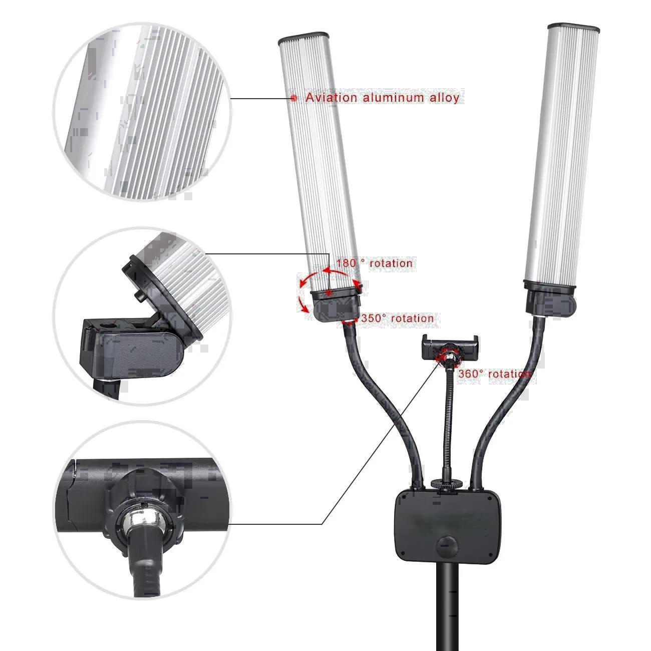 45W Double Arm Fill Ring Light - Led Strip Selfie 评论和价格