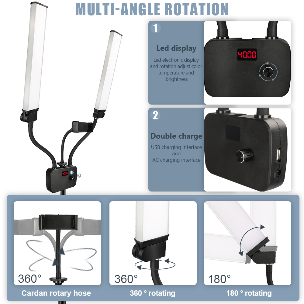 Double Arms LED Fill Photo Stu - Led Strip Selfie 评论和价格